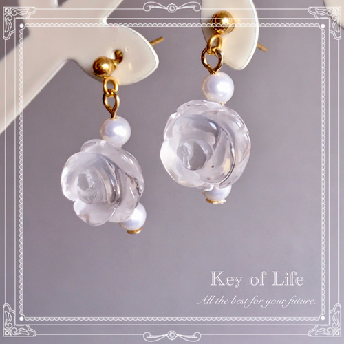 【専用】ミニ薔薇 フープイヤリング おまとめ white rose mini earring ホワイトローズミニイヤリング 小さめ