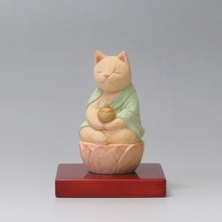 木彫り　薬師猫　猫仏2010 2枚目の画像