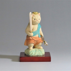 木彫り　立不動明王猫　猫仏2011 2枚目の画像
