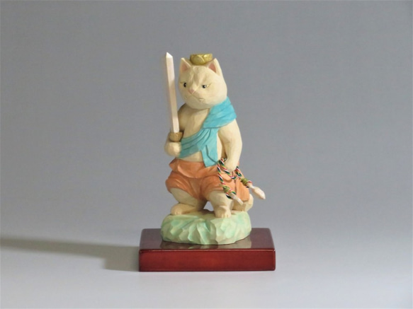 木彫り　立不動明王猫　猫仏2011 3枚目の画像