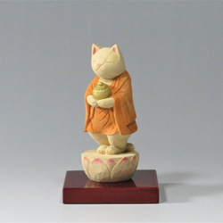 木彫り　立薬師猫　猫仏2014 2枚目の画像