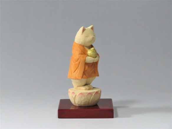 木彫り　立薬師猫　猫仏2014 3枚目の画像