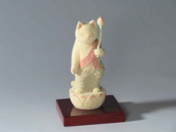 木彫り　聖観音猫　猫仏2015 6枚目の画像