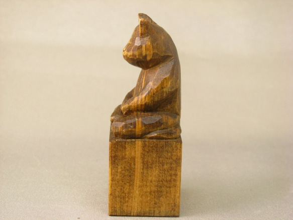 木彫りの座禅猫　仏像ねこシリーズ16009 4枚目の画像