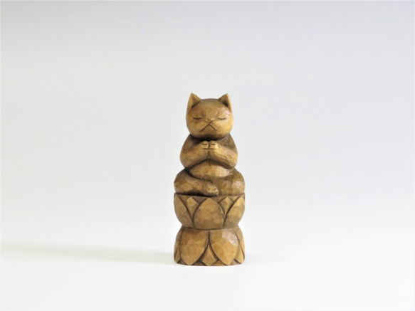 木雕合掌貓蜂蠟完成 Nekobutsu 1713 第1張的照片