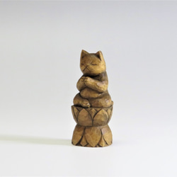木雕合掌貓蜂蠟完成 Nekobutsu 1713 第2張的照片