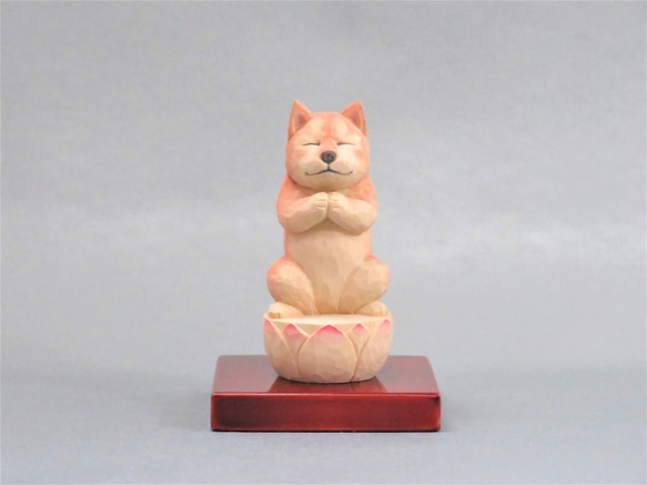 木彫りの犬仏さま　柴犬　犬仏1812 1枚目の画像