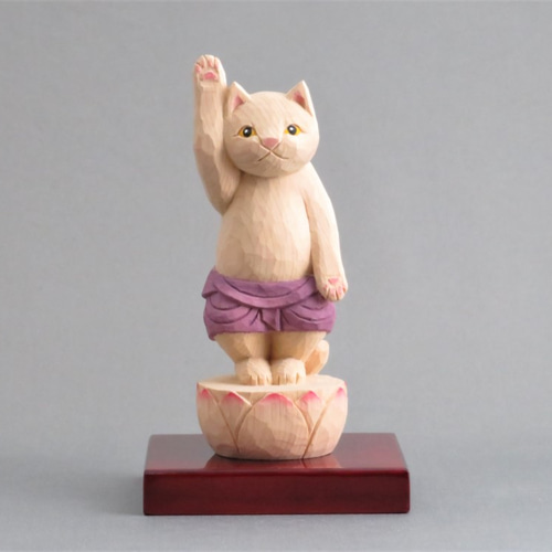 木彫り 誕生猫仏 猫仏1908 彫刻 仏屋さかい 通販 6955606