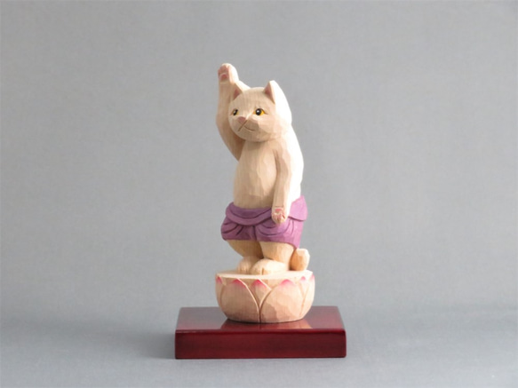 木彫り　誕生猫仏　猫仏1908 2枚目の画像