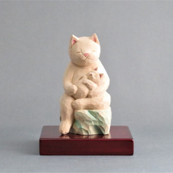 猫半面　木彫り蒔絵 0_59fe500c927045a54ccad84caac9