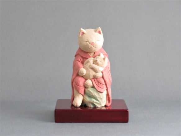 木彫り　猫鬼子母神　猫仏1910 1枚目の画像