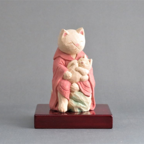 やっかい猫様 レトロ 木彫 壁かけ