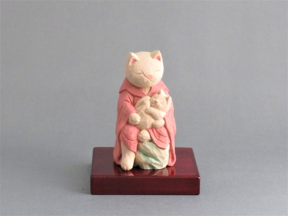 木彫り　猫鬼子母神　猫仏1910 5枚目の画像