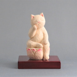 木彫り 弥勒猫　猫仏1912 1枚目の画像