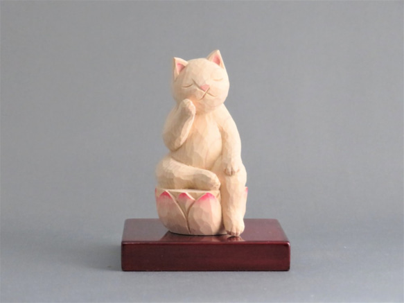 木彫り 弥勒猫 猫仏1912 彫刻 仏屋さかい 通販 7880161｜Creema