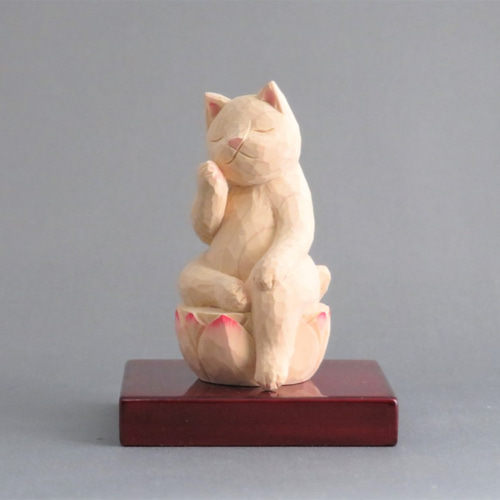木彫り 弥勒猫 猫仏1912 彫刻 仏屋さかい 通販 7880161｜Creema