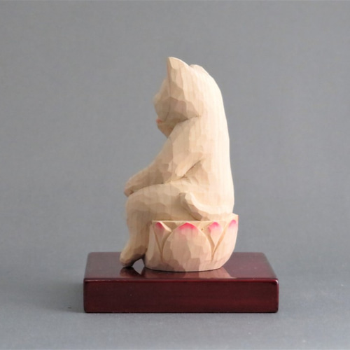 木彫り 弥勒猫 猫仏1912 彫刻 仏屋さかい 通販 7880161｜Creema