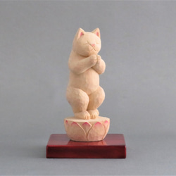木彫り　立ち合掌猫　猫仏1922 4枚目の画像