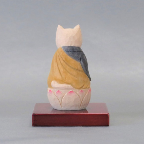 木彫り 袈裟を着た座禅猫 猫仏2007 彫刻 仏屋さかい 通販