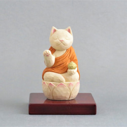 木彫り　薬師猫　猫仏2008 1枚目の画像
