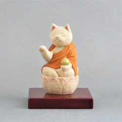 木彫り　薬師猫　猫仏2008 2枚目の画像