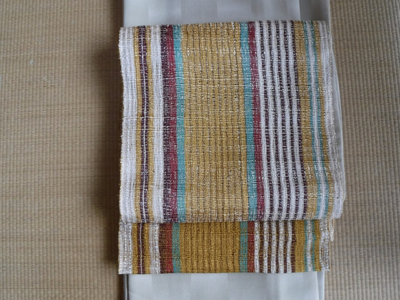手織西陣織　京袋帯　正絹　櫛織　 3枚目の画像