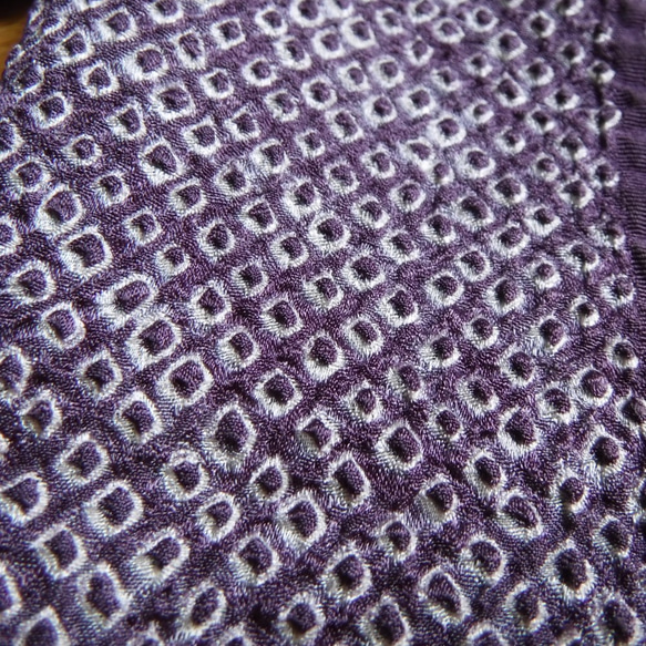 伊達襟　正絹　絞り　紫　 3枚目の画像
