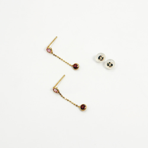 K18 K10 YG ピンク キュービックジルコニア ガーネット ラウンド