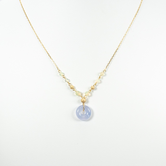 K18 カルセドニー サークル ゴールド ネックレス オパール 41669-153