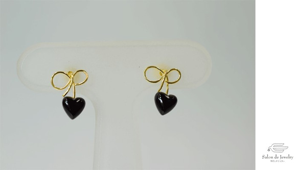 K18YG オニキスピアス　501-3　18KGold pieced Earrings with Natural S 2枚目の画像