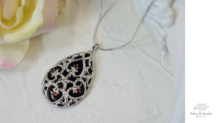 シルバー925 オニキスペンダントネックレス　40012-000　pn422