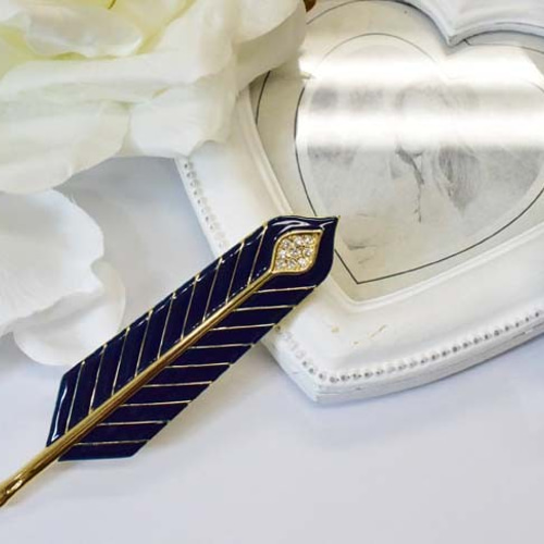 選べる エポエナメル仕上げ/スワロフスキー 羽根ペン ブローチ