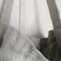 麻の巾着ショルダー型パン袋 リトアニアリネン  ざっくりエコバッグ ブレッドバッグ  サスティナブル 4枚目の画像