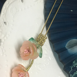 Bangtianhua Begonia Glass FlowerオリジナルHanfuアクセサリ/タッセルジュエリー/ヘアピン/手 2枚目の画像