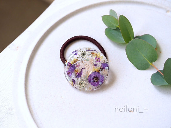 ドライフラワー＆レース・レジンヘアポニー ヘアゴム noiloni_+