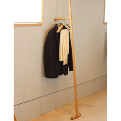 無垢ひのき材】木とアイアンのスタイルハンガーラック ミッド