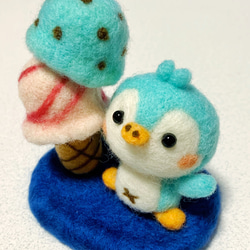 《受注制作》アイス大好き♡ぎんべえ　スイーツシリーズ２　羊毛フェルト　ペンギン 4枚目の画像