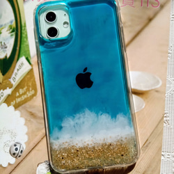 手作り押し花携帯電話保護ケース| iPhone 11 |サマーオーシャン（1） 1枚目の画像