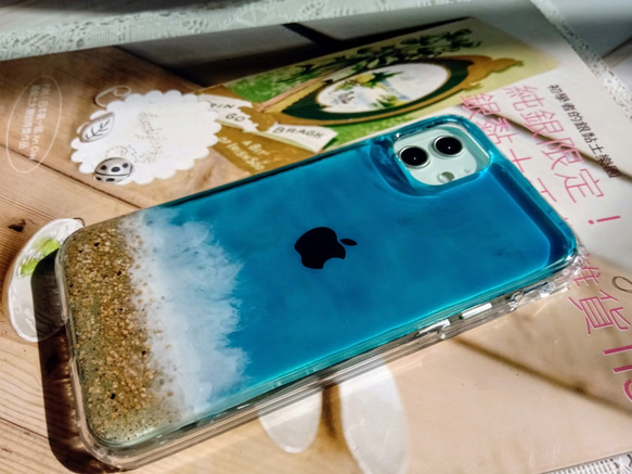 手作り押し花携帯電話保護ケース| iPhone 11 |サマーオーシャン（1） 2枚目の画像