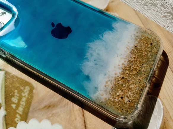 手作り押し花携帯電話保護ケース| iPhone 11 |サマーオーシャン（1） 4枚目の画像