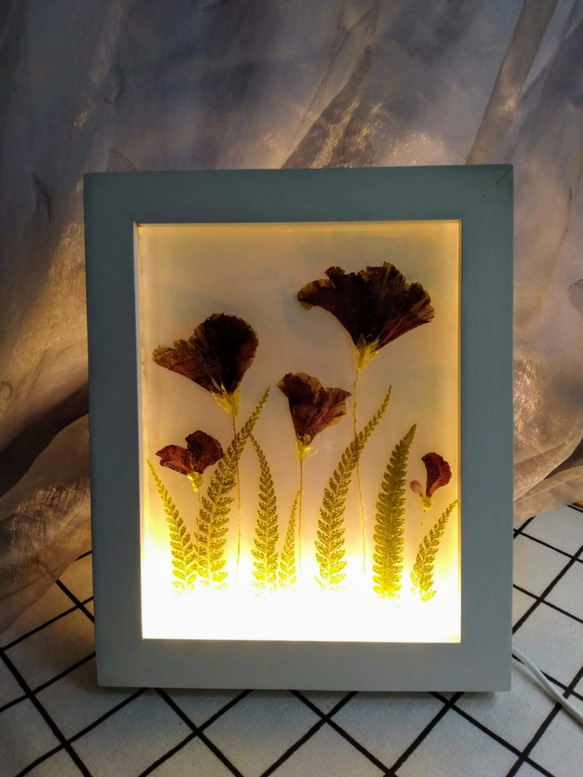 手作り押し花LEDナイトライト|エレガントな心温まるナイトライト 2枚目の画像