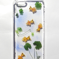 Anny's workshop手作押花手機保護殼，適用型號 iPhone 6 plus，可愛的泡泡眼金魚 第1張的照片