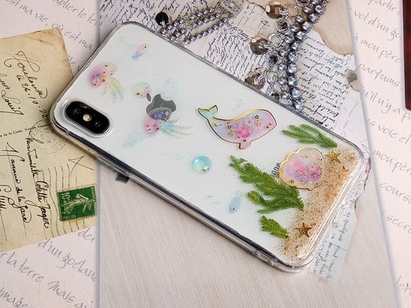 Anny's workshop押花手機殼，適用於iPhone X, 花漾海洋 第1張的照片