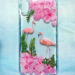 Anny's workshop手作押花手機保護殼，適用型號 iPhone X，Flamingos 第1張的照片