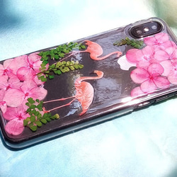 Anny's workshop手作押花手機保護殼，適用型號 iPhone X，Flamingos 第2張的照片