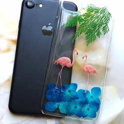 Anny's workshop手作押花手機保護殼，適用型號 iPhone7,iPhone8，Flamingos, 海洋 第4張的照片