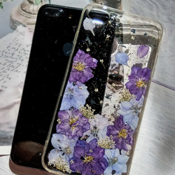 Apple iPhone 8 Plus、Purple Delphinium用の手作りのプレス電話ケース 4枚目の画像