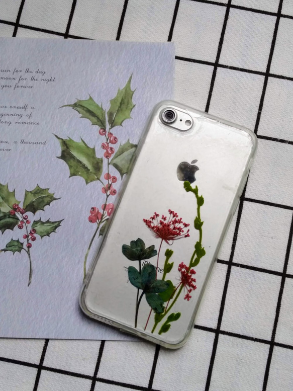 手作押花手機殼，適用於Apple iPhone 7, iPhone 8, 典雅小品 第2張的照片