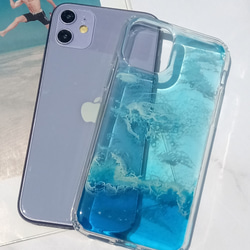 手作押花手機保護殼，適用於Apple iPhone 11 Pro，海洋 第3張的照片