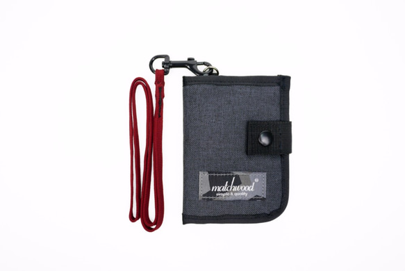 Matchwood Element 都市悠遊拉鍊票卡收納包 零錢包 頸掛包 鑰匙包 卡夾證件套 礦石灰紅款(附掛繩) 第3張的照片